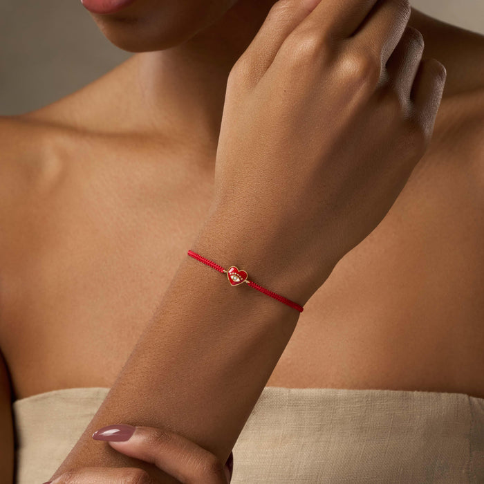 Devoted to Love Evil Eye Heart Charm Red String Bracelet