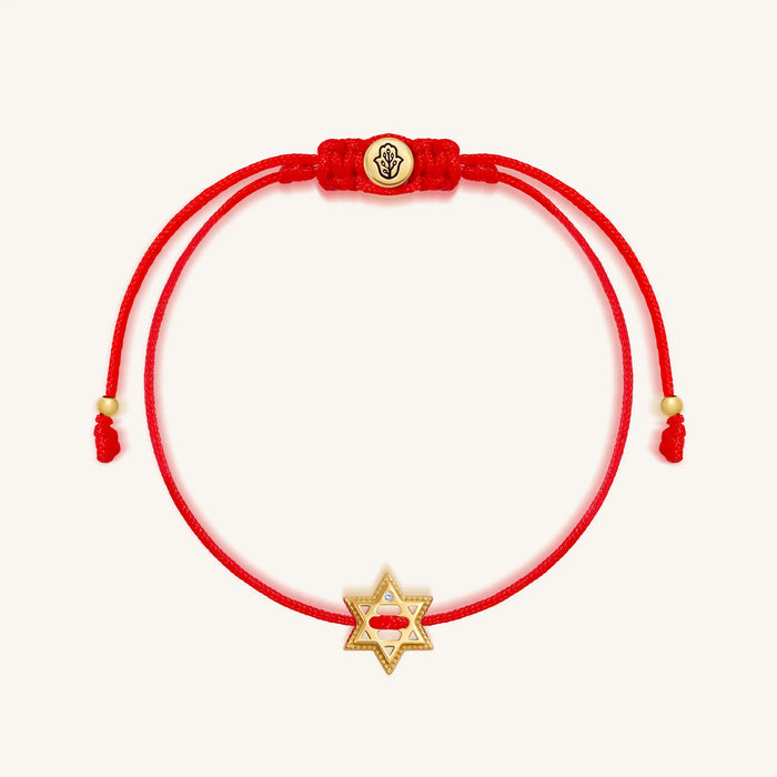 Lasting Faith Star of David 14K Gold Red String Bracelet