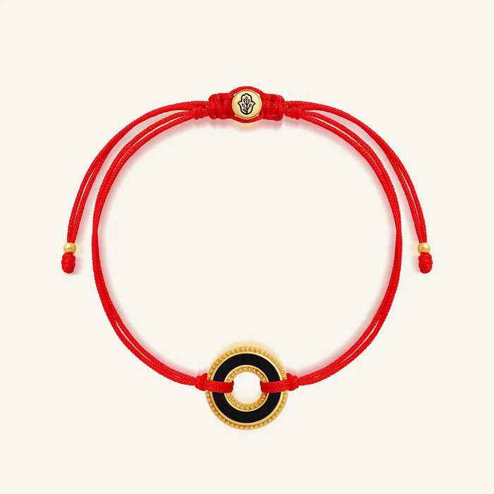 Grounded Flow Onyx Karma Circle Red String Bracelet