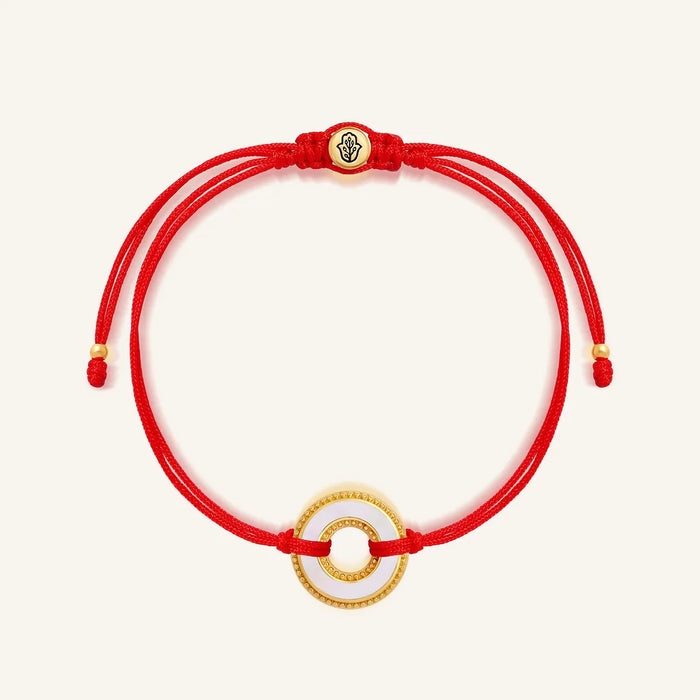 Luminous Pearl Karma Circle Red String Bracelet