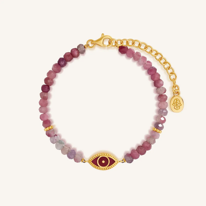 Loving Protection Pink Tourmaline Evil Eye Bracelet