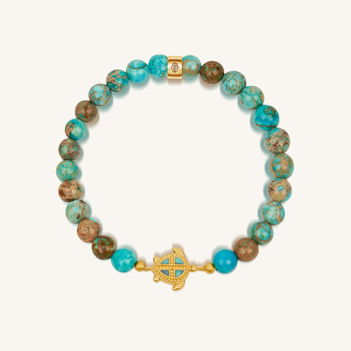 Serene Mentality Turquoise Turtle Gold Bracelet