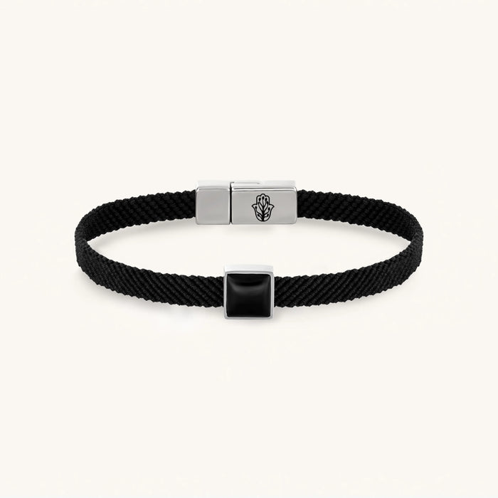 Black Macrame & Onyx Magnetic Bracelet