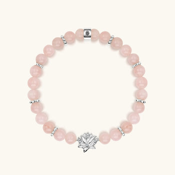 Emotion Renewal Rose Quartz Lotus Charm Bracelet