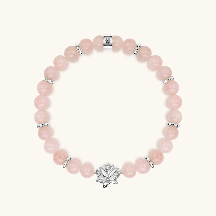 Emotion Renewal Rose Quartz Lotus Charm Bracelet