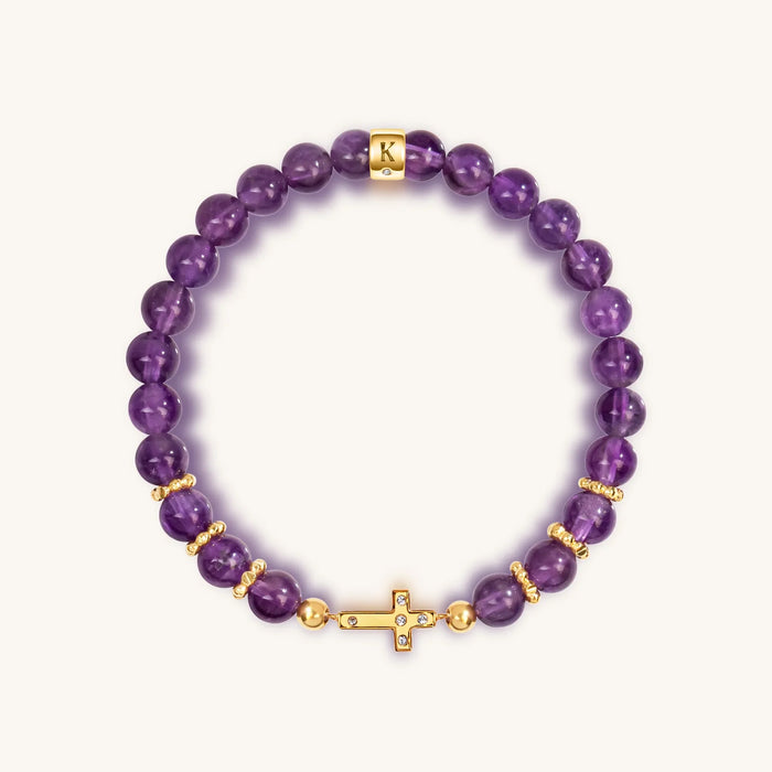 Leap of Intuition Amethyst Cross Charm Bracelet