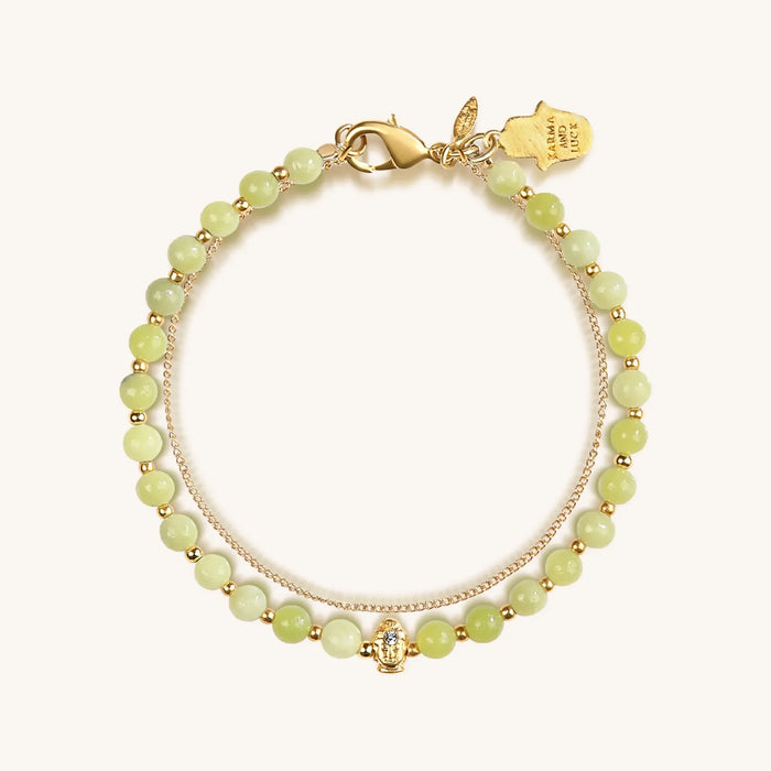 Enlightened Soul Buddha Jade Gold Chain Bracelet