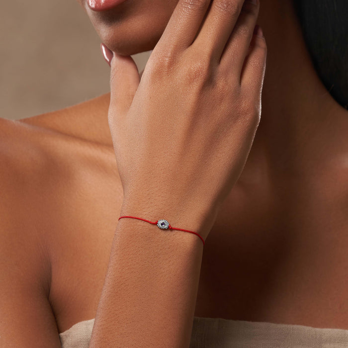 Blessed Serenity - Red String Silver Evil Eye Bracelet
