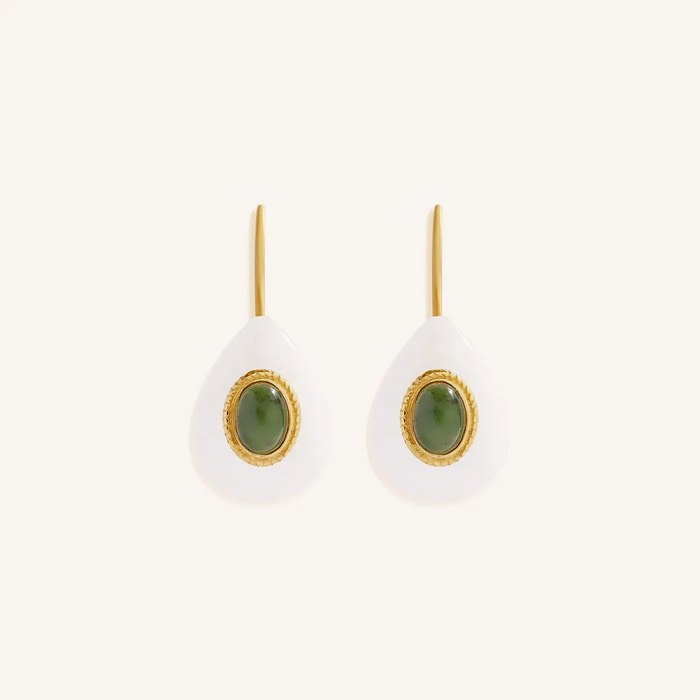 Guiding Light Quartz & Jade Dangle Earrings