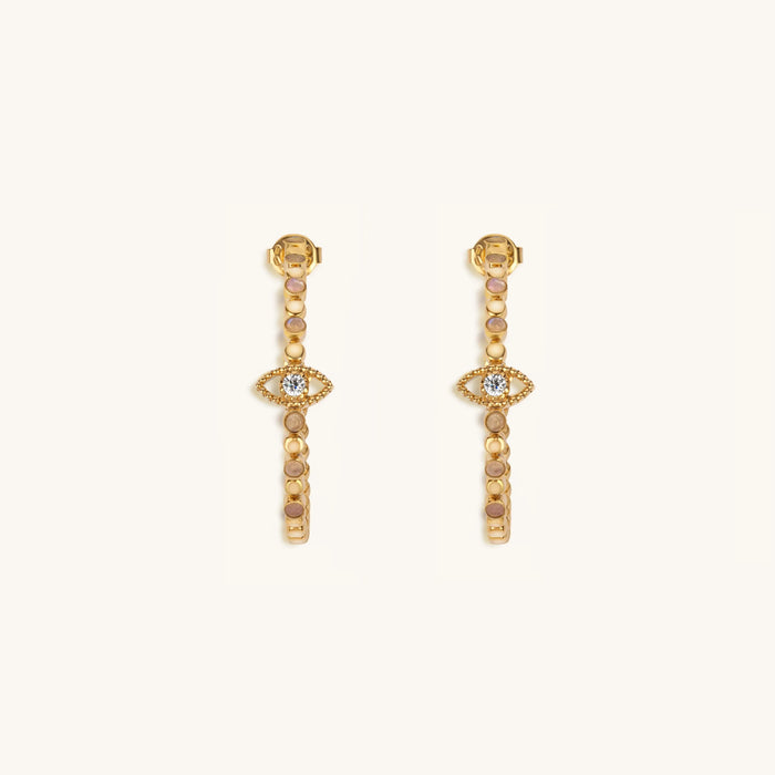 Amplified Insight Evil Eye Moonstone Hoop Earrings