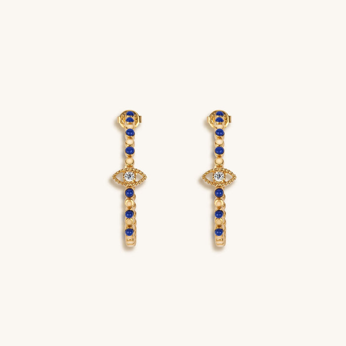 Truth Seeker - Evil Eye Lapis Hoop Earrings
