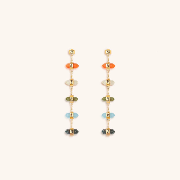 Rainbow of Hope Multi Stone Pointer Chakra Drop Earrings