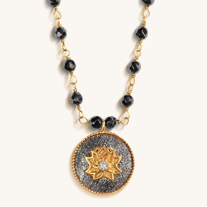 Enlightenment Hope Hematite Lotus Necklace