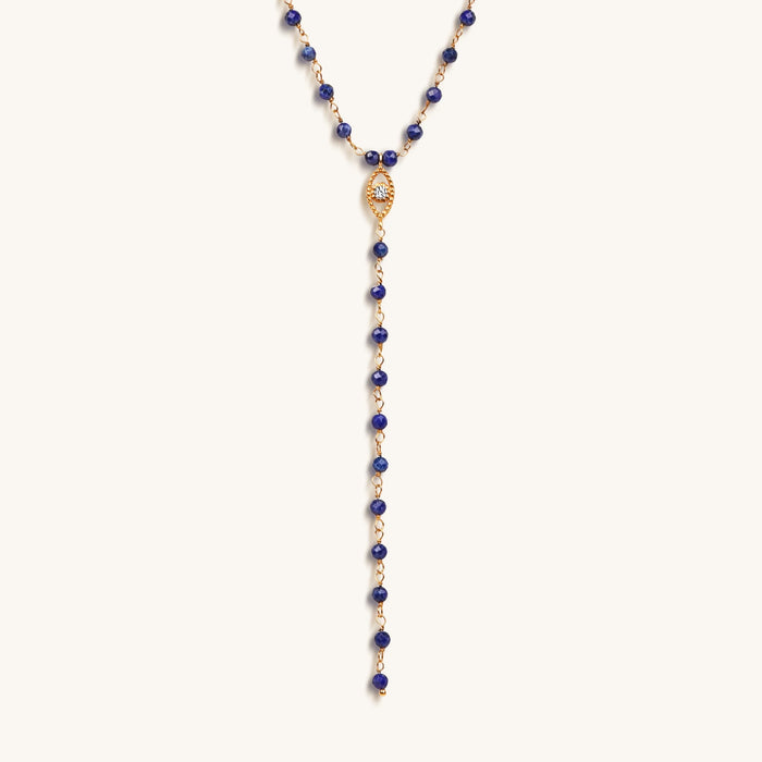 Whisper of Truth Evil Eye Lapis Lazuli Rosary Necklace