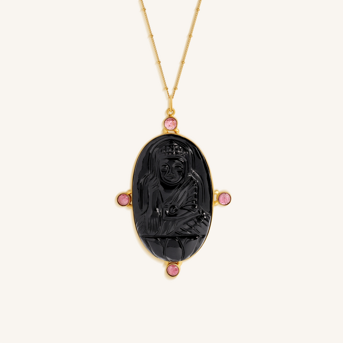 Peaceful Radiance Buddha Onyx & Tourmaline Necklace