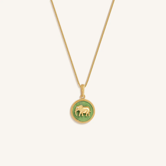 Tranquil Guardian Jade Elephant Necklace