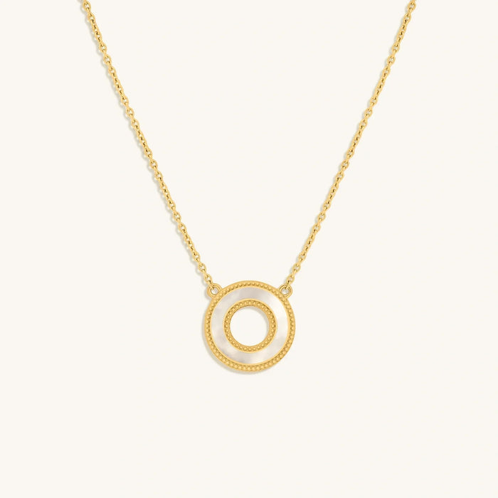Cherished Flow White Mother of Pearl Karma Circle Gold Necklace