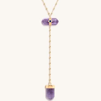 Soothing Remedy Gold Amethyst Evil Eye Double Pointer Necklace