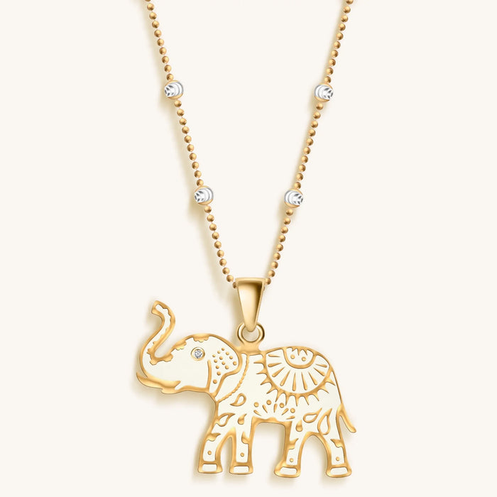 Infinite Wisdom Gold Plated Elephant Pendant Necklace