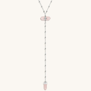 Guided by Love Rose Quartz Silver Evil Eye Necklace