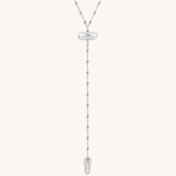 Clear Mind Crystal Quartz Silver Evil Eye Necklace