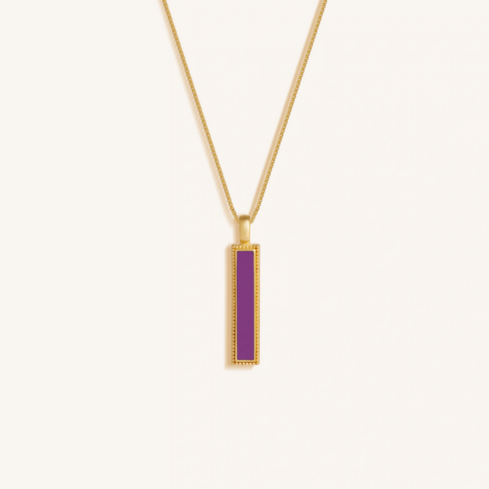 Harmonious Path Amethyst Peace Charm Gold Necklace