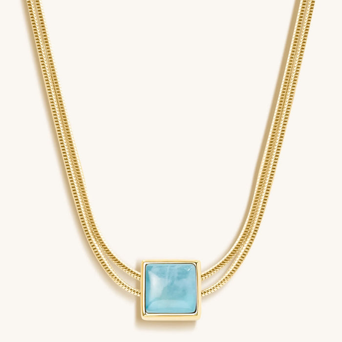 Nurture & Thrive Aquamarine Evil Eye March Birthstone Necklace