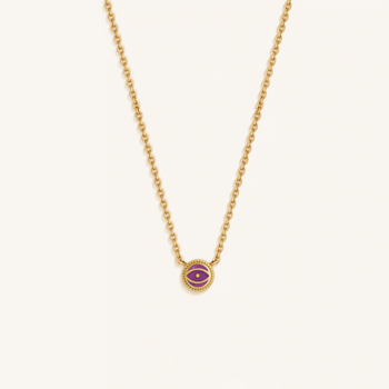 Twilight Guardian Amethyst February Birthstone Evil Eye Gold Necklace