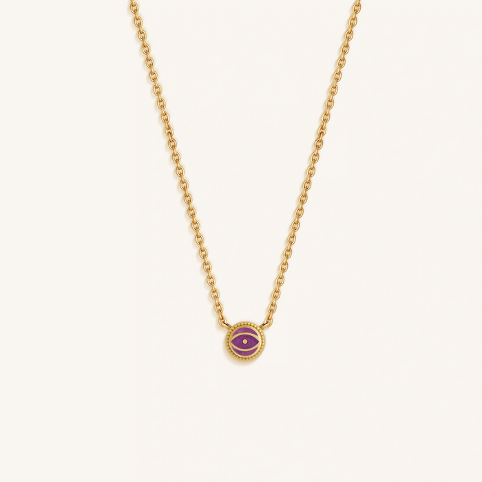 Twilight Guardian Amethyst February Birthstone Evil Eye Gold Necklace