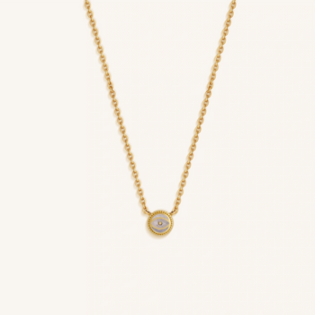 Celestial Shield Moonstone June Birthstone Evil Eye Gold Necklace