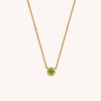 Verdant Vision Peridot August Birthstone Evil Eye Gold Necklace