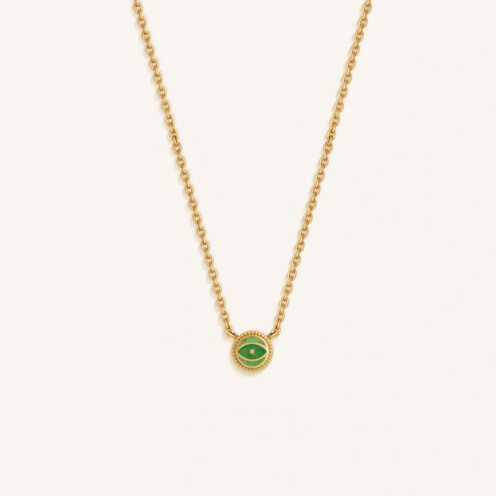 Verdant Vision Peridot August Birthstone Evil Eye Gold Necklace