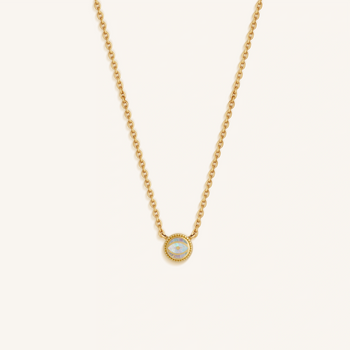 Aurora Whisper Opal October Birthstone Gold Necklace