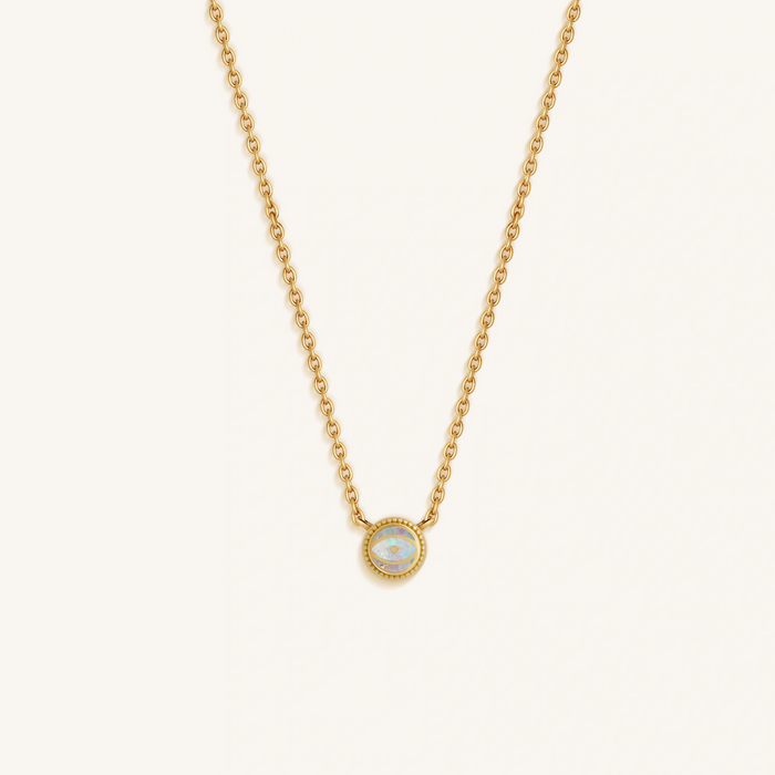 Aurora Whisper Opal October Birthstone Gold Necklace