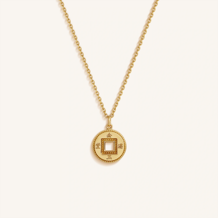 Radiant Fortune Gold Lucky Coin Necklace
