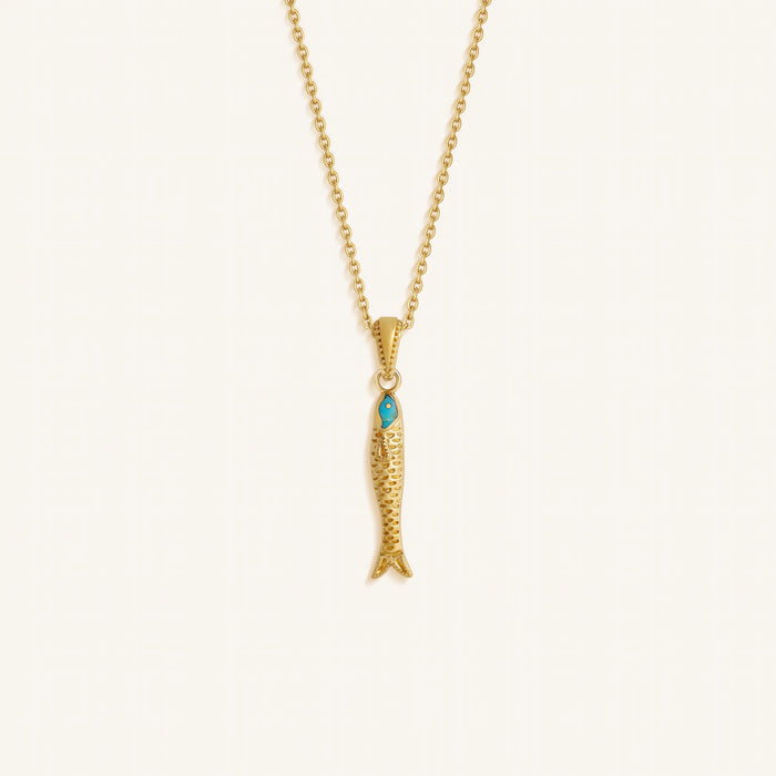 Prosperity Flow Turquoise Fish Necklace