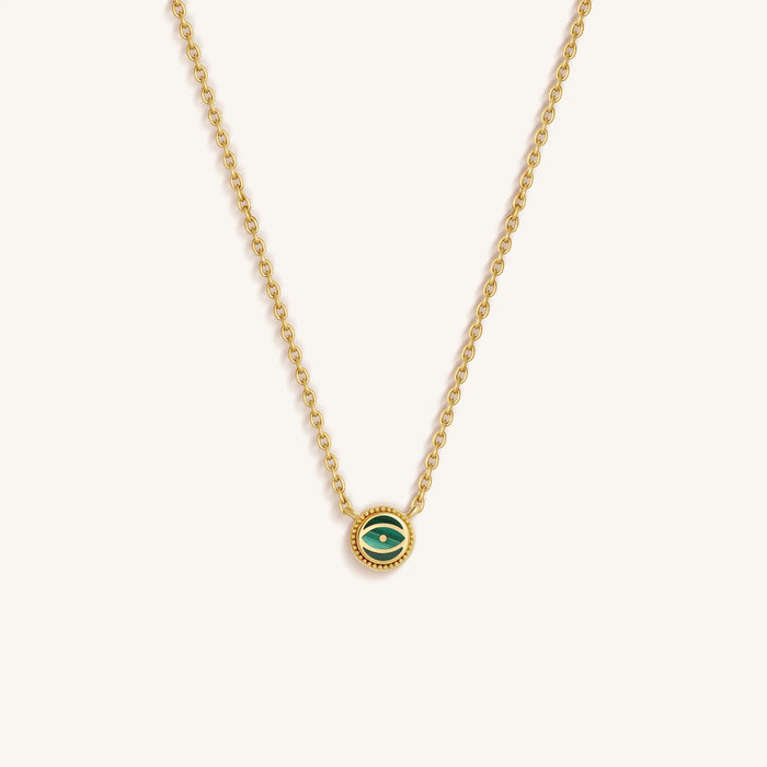 Spirit Shield 14K Gold Malachite Evil Eye Diamond Necklace