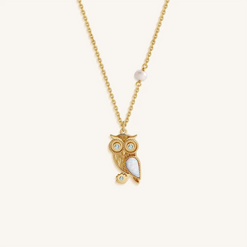 Moonlit Wisdom Owl Opal Necklace