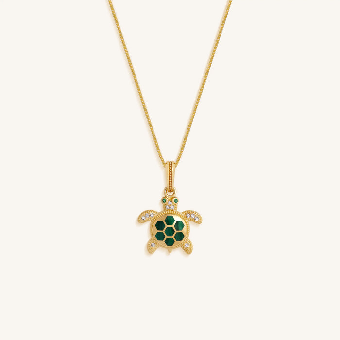 Enduring Grace Turtle Malachite & Emerald Necklace