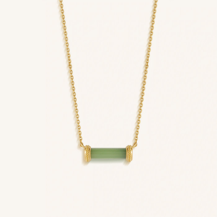Harmonious Path Jade Inlay Gold Necklace