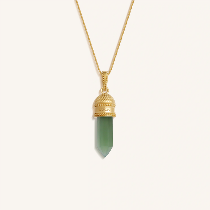 Enduring Grace Jade Cube Gold Necklace