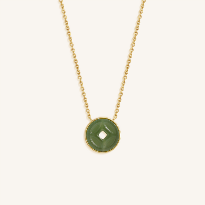 Prosperity Line Jade Lucky Coin Necklace