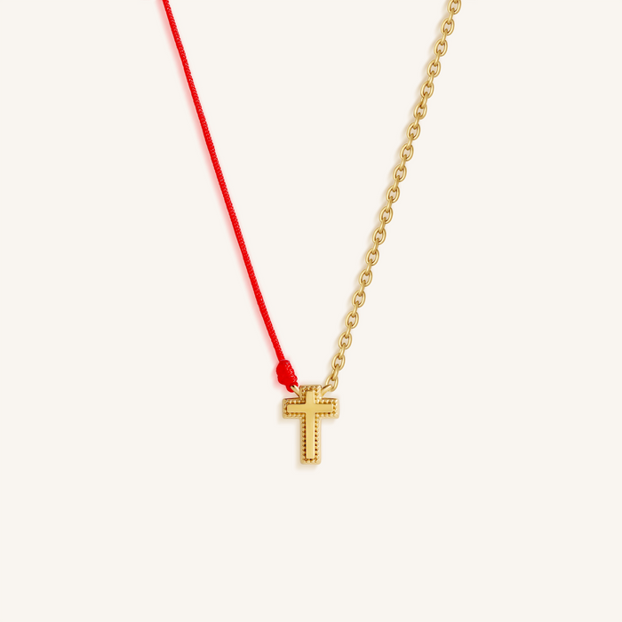 Guiding Faith Cross Red String Necklace