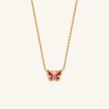 Graceful Renewal Pink Chalcedony Butterfly Necklace