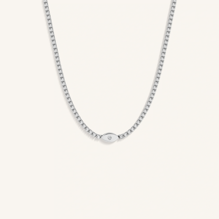 Intentional Heart Silver Tennis Necklace
