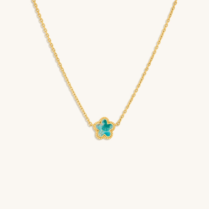 Constant Growth Turquoise Flower Gold Necklace