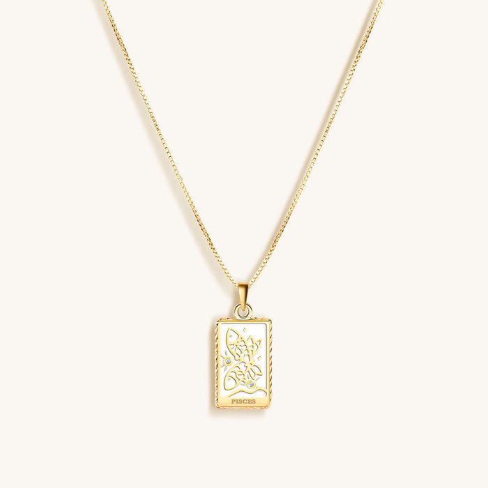Compassionate Approach White Enamel Pisces Card Necklace