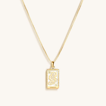 Playful Mind White Enamel Gemini Card Necklace