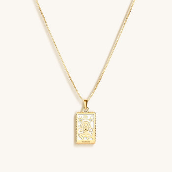 Reliable Determination White Enamel Virgo Card Necklace