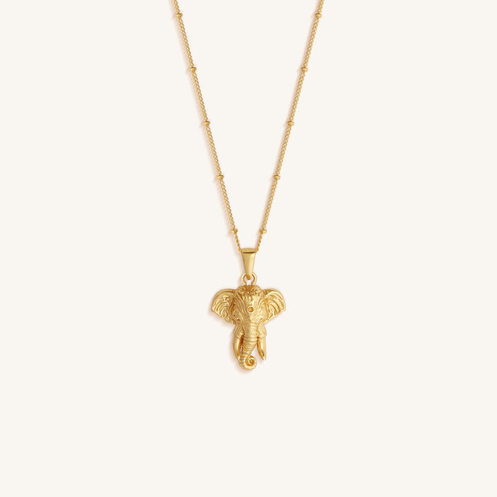 Strength & Wisdom Gold Elephant Pendant Necklace